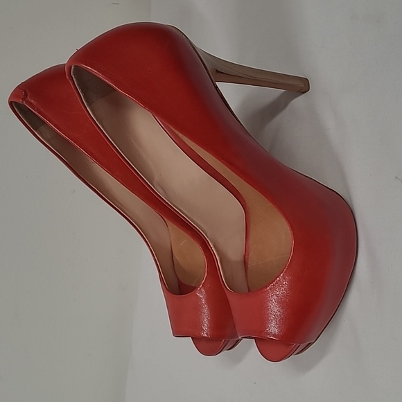 Aldo Women's Red Peep Toe Heels - Picture 3 of 7